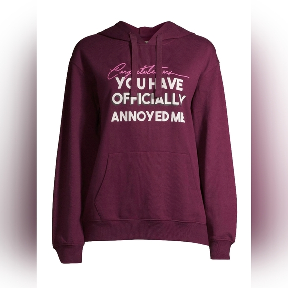 'Officially Annoyed' Juniors Graphic Hoodie Pullover Fleece - Picture 1 of 4